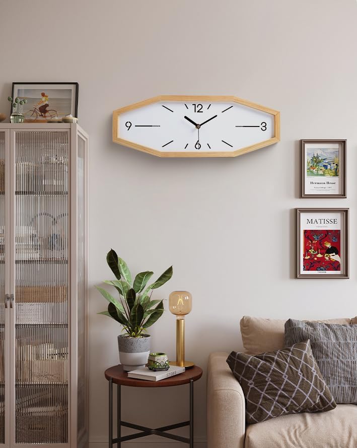 Wooden Retro Wall Clocks, 18 Inches Square Clocks Rectangular Wall Clock