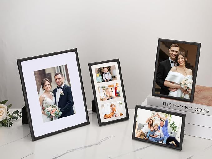 YiPinYin Black 4x6'' Bamboo Detail Design Metal Picture Frame 2pack,Class 6x4'' Metal Photo Frames With Real Glass and Soft Touch Velvet & Backing for Desktop and Wall Décor