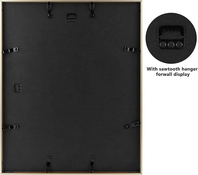 Frametory 16x20 Gold Aluminum Metal Picture Frame Mat for 11x14 Glass