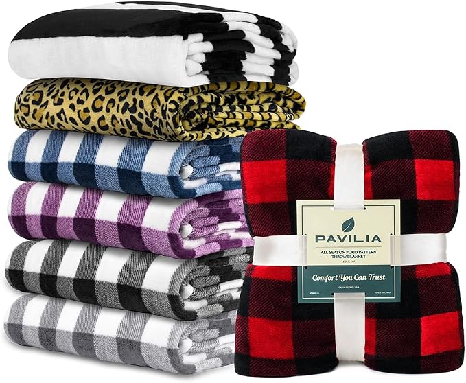 PAVILIA Striped Throw Blanket for Sofa Couch Bed | Soft Flannel Fleece Stripe Black and White Decorative Throw | Warm Cozy Lightweight Microfiber | 60 x 80 Inches