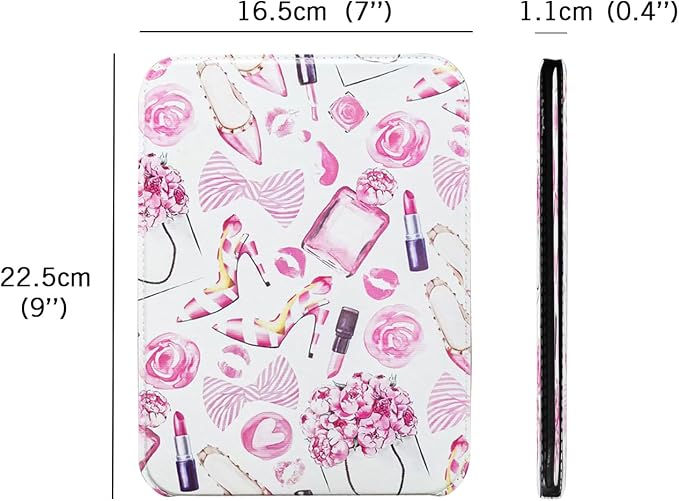 Portable Folding PU Leather Makeup Mirror with Adjustable Stand Large, Rectangular Desktop Vanity Mirror with Rounded Corners for Travel, Camping, Office, 7x9 Inches