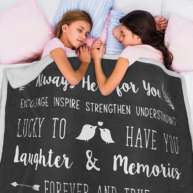 PAVILIA Best Friend Blanket - Friendship Gifts for Women, Soul Sister & Long Distance Bestie Gift, Soft Cozy Sherpa Throw with Sentimental Quotes, BFF Birthday Gift Idea, Gray