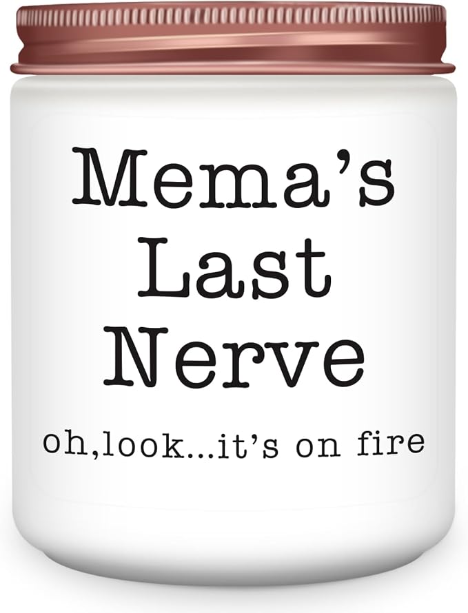 Homsolver Mema Gifts,Gifts for Grandma from Granddaughter Grandson, Christmas, Birthday, Mother and Grandparents Day,Scented Candles, Mema’s Last Nerve