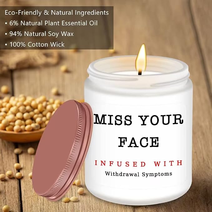 Homsolver Gifts for Women, Men, Friends, Sister, Bestie, Mother Day Gift for Friend, Christmas Birthday Candles for Her Him, Unique Friendship Gift for Friend, Miss Your Face Scented Candle