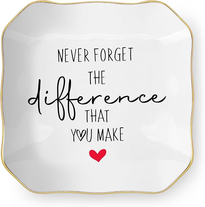 Thank You Gifts for Woman, Ceramic Jewelry Dish Tray, Trinket Dish, Retirement Farewell Going Away Goodbye Teacher Appreciation Gifts for Women Coworker Employee Boss Manager Teacher Nurse