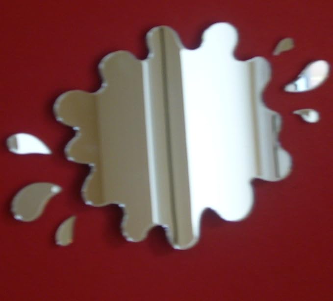 12cm x 11cm (Main Mirror Size at Longest Points) & 6 Additional Splashes (Wall Space 15cm x 15cm)