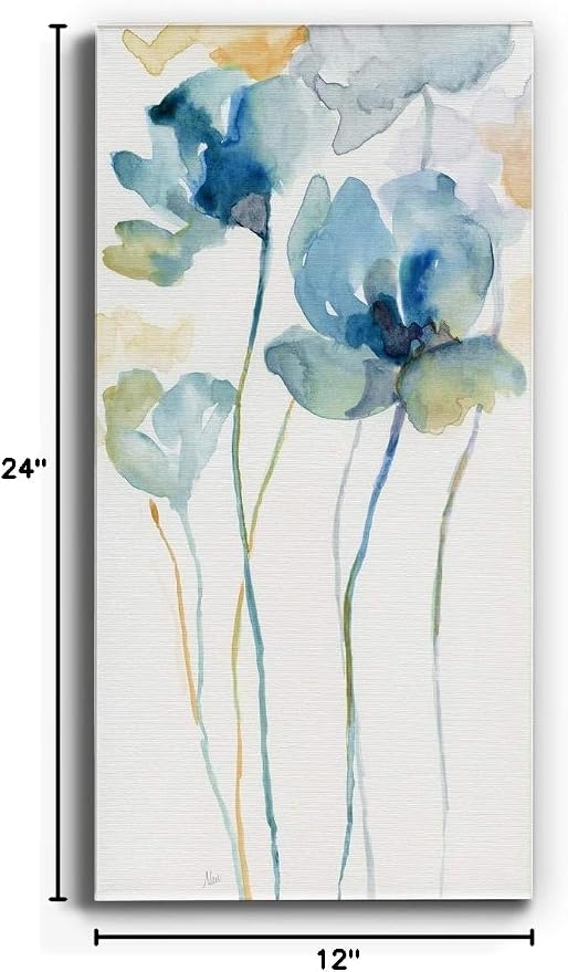 Renditions Gallery Canvas Floral Wall Art Modern Paintings Decorations Colorful Stem Wildflowers Botanical Romantic Wall Hanging Canvas Artwork for Bedroom Office Kitchen - 12"x24" LT43