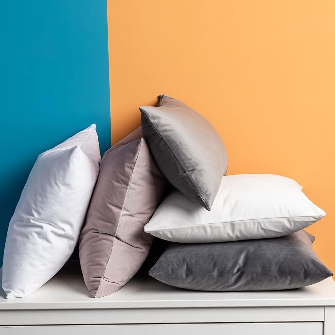 JUSPURBET 24x24 Euro Velvet Throw Pillow Covers Set of 2,Gray