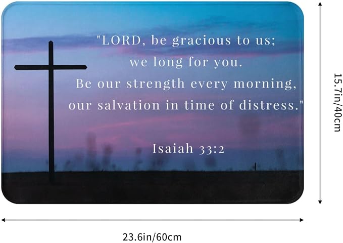 VIVACITE Prayer Mat Christian Prayer Rug for Prayer Room Décor Essentials | Thick Padded Half-Inch Foam with Knee Support, Faith Based Christian Gifts for Women Men, Bible Verse Isaiah 33:2, 24"X16"