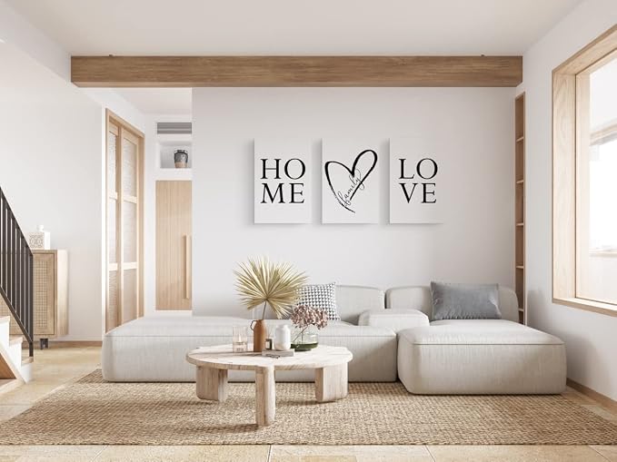 GUBIYU Home Love Wall Decor Set of 3 Prints for Bedroom - Black and White Large Art Above Bed for Couples - 24"x36" Room Gifts
