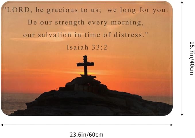 VIVACITE Prayer Mat Christian Prayer Rug for Prayer Room Décor Essentials | Thick Padded Half-Inch Foam with Knee Support, Faith Based Christian Gifts for Women Men, Bible Verse Isaiah 33:2, 24"X16"