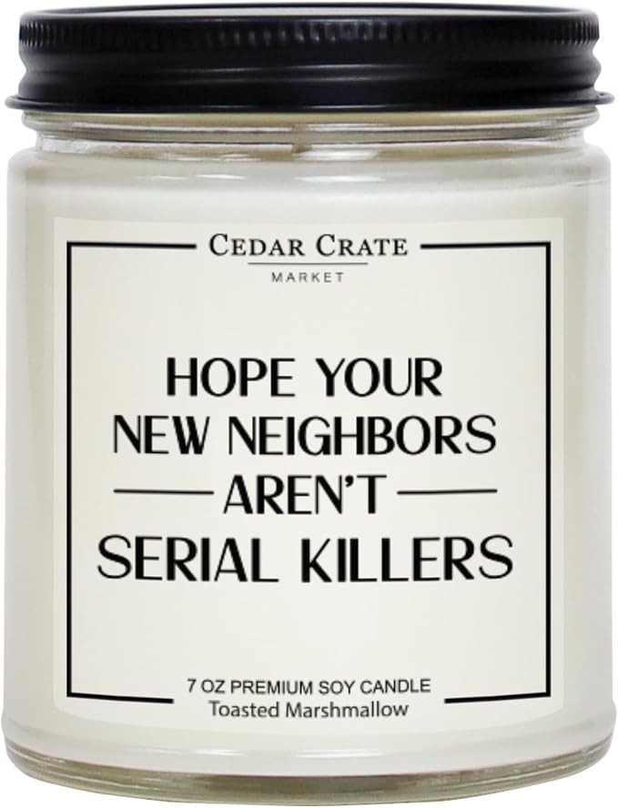 Funny Housewarming Candle Gift, Toasted Marshmallow Scented Soy Candle, 50 Hour Burn, Humorous New Home Present for Neighbor, Friend, or Host, Ready to Gift Box, Clean, Long-Lasting Burn, Made in USA