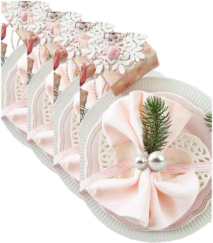 Kesote Pearl Napkin Rings, Silver, Set of 12 (Pack of 4)