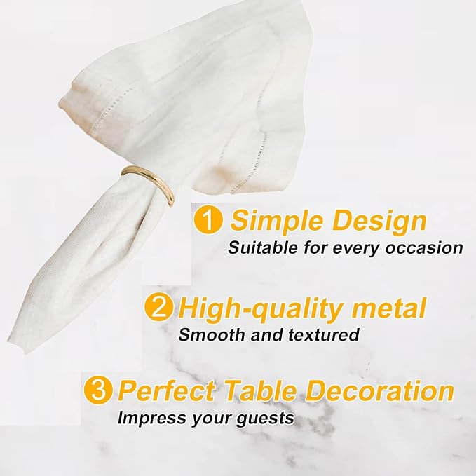 Gold Napkin Rings - 40 Pcs Stainless Steel Napkin Rings | Gold Rotundity Metal Napkin Ring for Table Settings Wedding Christmas Party Dinner Table
