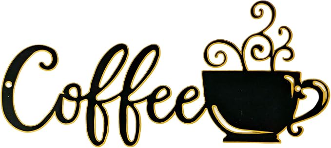 QSHU HUNG Coffee Cup Metal Wall Art Coffee Wall Sculpture Sign Wall Decor for Kitchen Restaurant Shop Decors Accessories