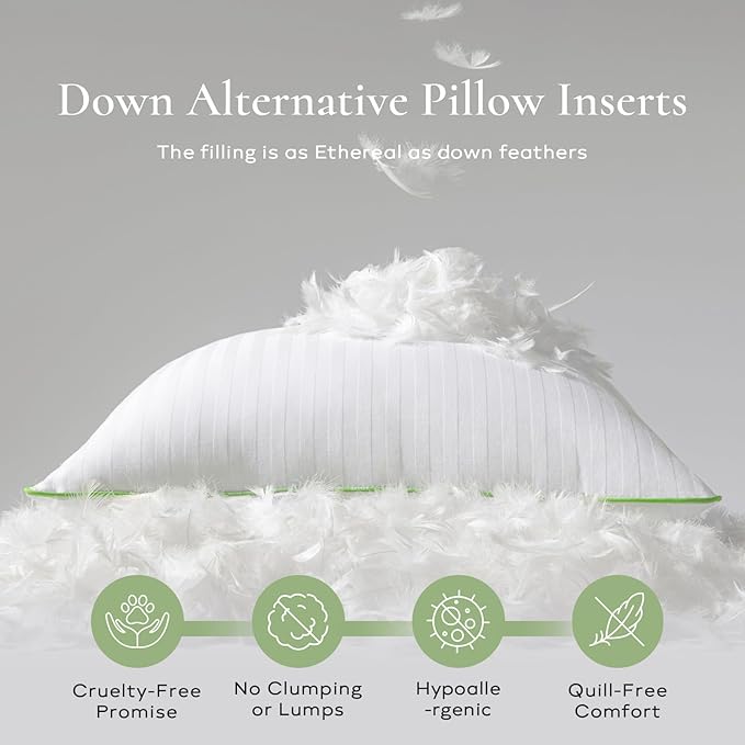 Ashler Home Deco Synthetic Down Pillow Inserts, 24x24 Down Alternative Throw Pillows Insert Sleeping Pillows with 100% Cotton Cover Decorative Pillow Stuffer for Sofa, Couch Bed(Set of 4, White)