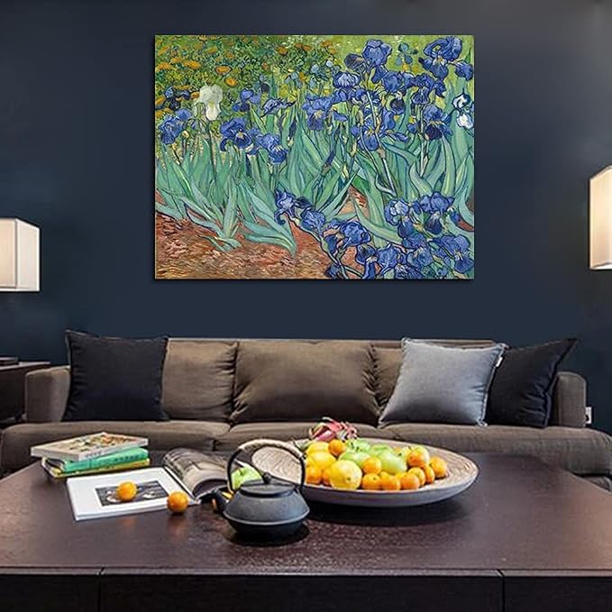 Wieco Art Irises Extra Large Modern Gallery Wrapped Floral Giclee Canvas Prints By Van Gogh Famous Flowers Oil Paintings Reproduction Artwork Pictures on Canvas Wall Art