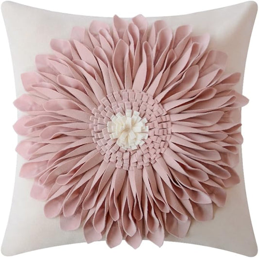 OiseauVoler Decorative Throw Pillow Covers Handmade 3D Flower Cushion Cover Cases Accent Pillowslip Square Gift Home Sofa Car Bed Room Decor 18 x 18 Inch Rose Gold
