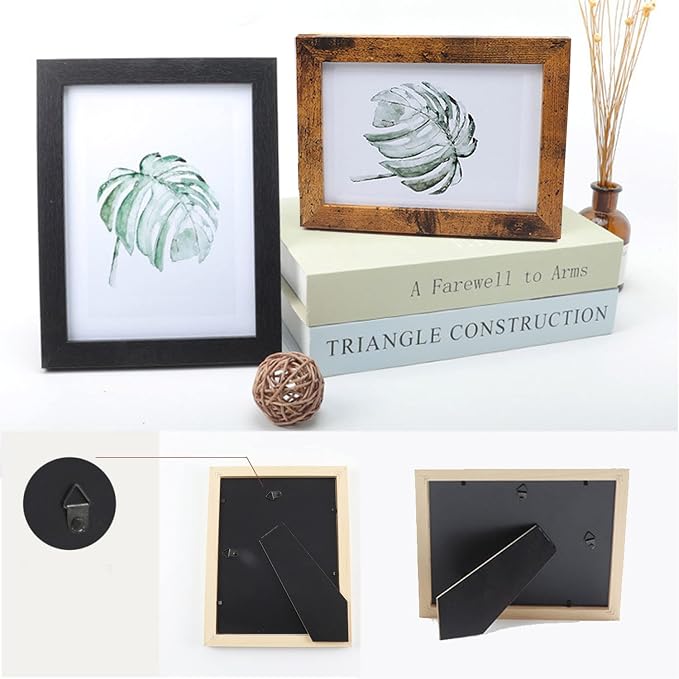 xnlkros Picture Frame Set 10 pack, Farmhouse Photo Frames, Gallery Wall Frame Collage, 8x10 5x7 4x6 Frames in 3 Different Finishes Picture Frames For Wall or Desk,Black