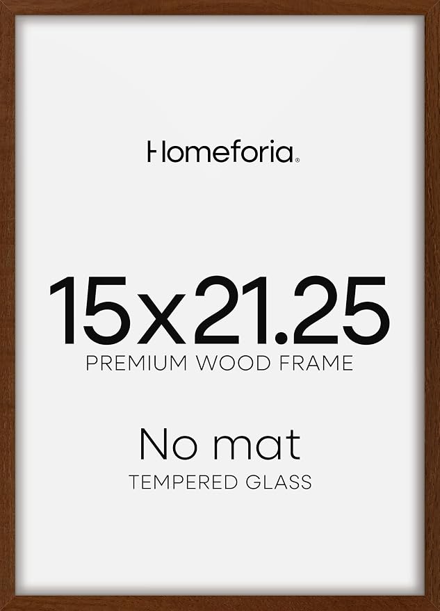 Homeforia 15x21.25 Brown Oak Puzzle Picture Frame, High-End Wood, Glass
