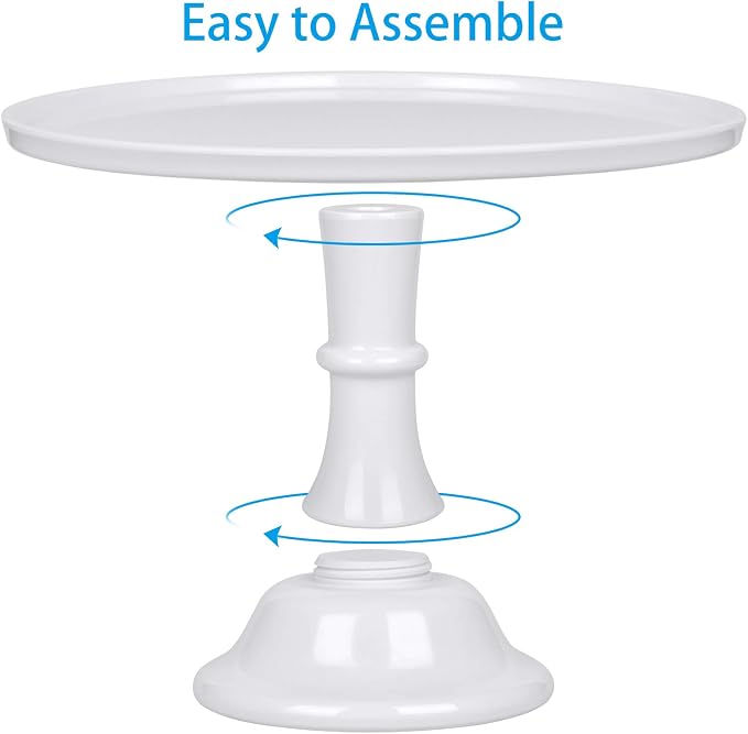 11-Inch Round Melamine Cake Stand, White Single-Tier Dessert Display Stand for Cakes, Cupcakes and Party Table Decor