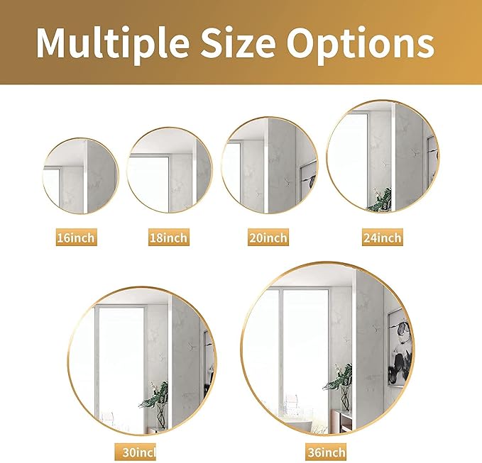 HARRITPURE Round Mirror 19.6" Gold Wall Mounted Circle Mirror with Aluminum Alloy Frame Modern Design for Bathroom, Living Room, Vanity, Bedroom, Entryway