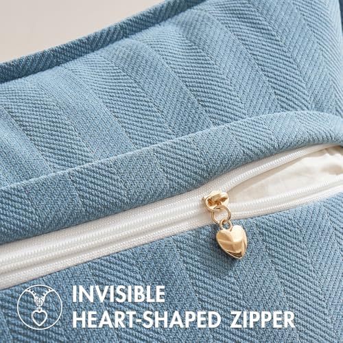 MIULEE Pack of 2 Light Blue Decorative Chenille Pillow Covers 20x20 Inch