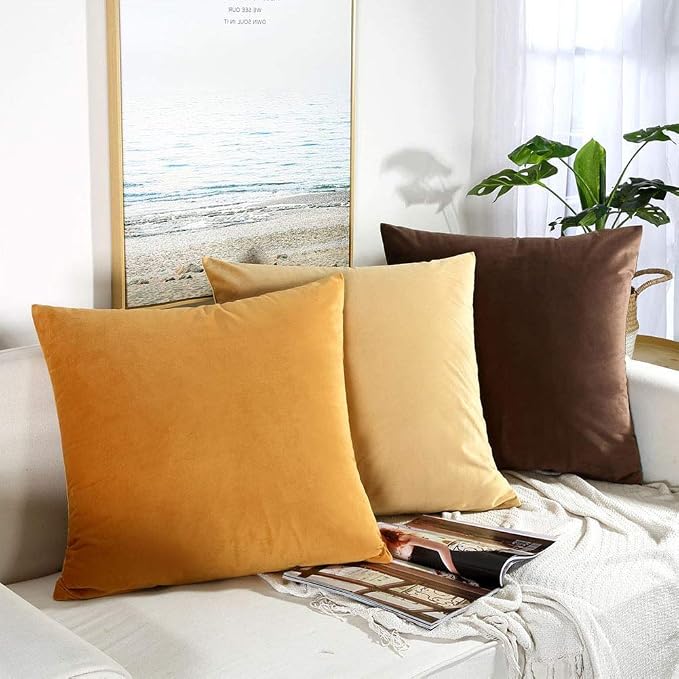 JUSPURBET 16x24 Lumbar Velvet Throw Pillow Covers Set of 2,Gold
