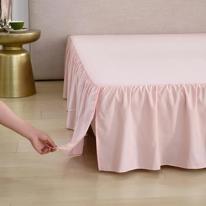 Bed Skirt Queen Size Ruffled Bed Skirt, 18'' Queen Dust Ruffle Bed Skirts | With Split Corners, Dust Ruffle with Platform, Microfiber, Breathable, Soft, Easy Fit, Light Pink