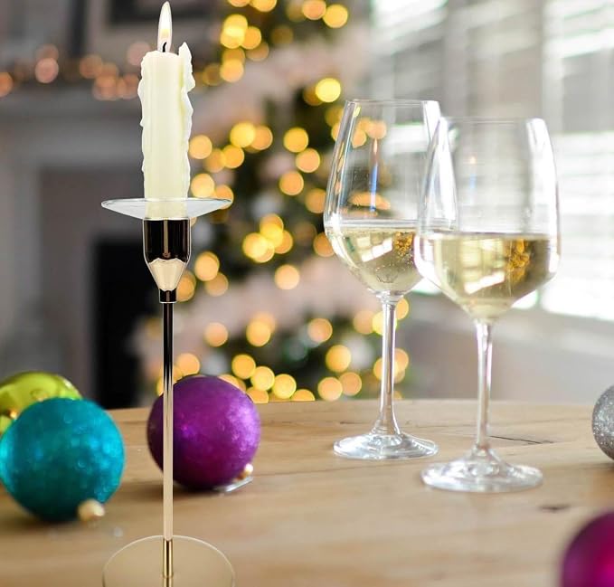 12 Pieces Bent Glass Candle Bobeches for Candlesticks, Candle Wax Drip Protector Taper Candle Drip Catcher Ring (Round)