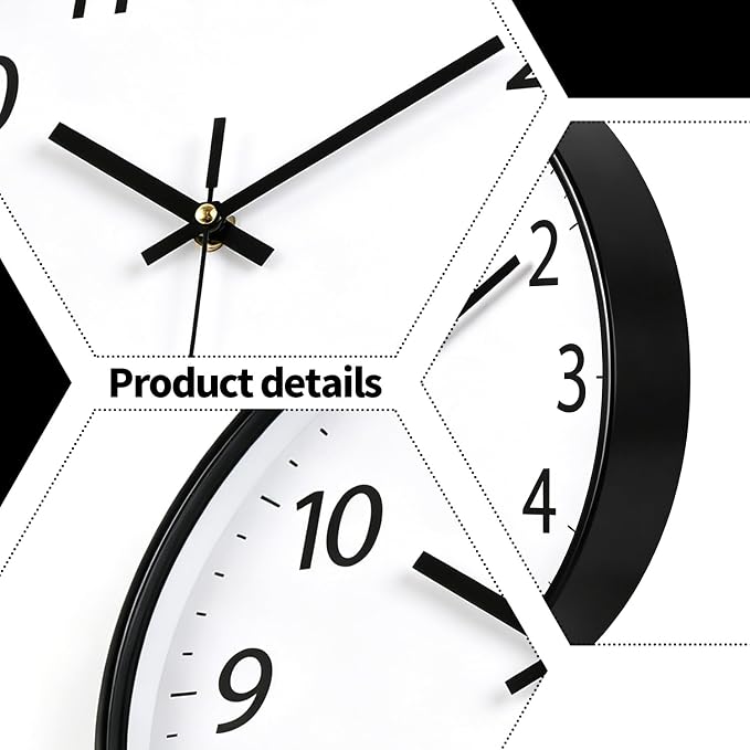 SIN&MI Wall Clock 12 Inch LCD Display Number Frame Glass Cover Non-Ticking Number Quartz Wall Clock Modern Quartz Design Decorative Indoor/Kitchen White