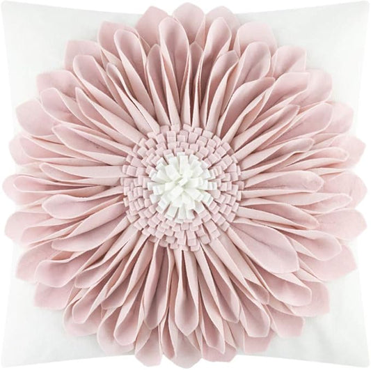 OiseauVoler 3D Sunflower Handmade Throw Pillow Cover Decorative Pillowcase Cushion Cover Case for Home Sofa Bed Living Room Decor 18x18 Inch Light Pink