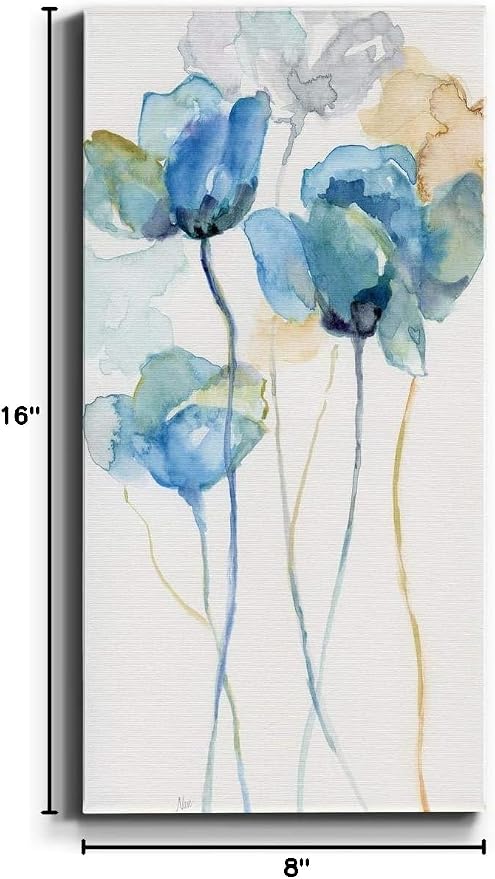 Renditions Gallery Canvas Floral Wall Art Home Paintings & Prints Colorful Stem Wildflowers Modern Glam Botanical Romantic Canvas Decorations for Bedroom Office Kitchen - 8"x16" LT43