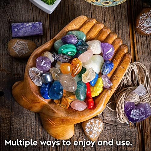 Wooden Hands Bowl, Crystal Display, Rock Display, Natural, Medium