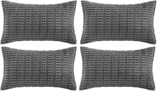 Fancy Homi 4 Packs Decorative Throw Pillow Covers for Living Room Couch Bed, Modern Farmhouse Boho Home Décor Accent Cushion Case, 24" x 14", Dark Gray