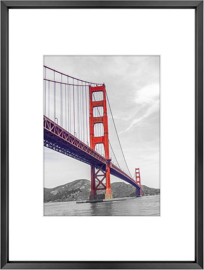 Frametory 9x12 Black Aluminum Metal Picture Frame Mat for 6x8 Glass
