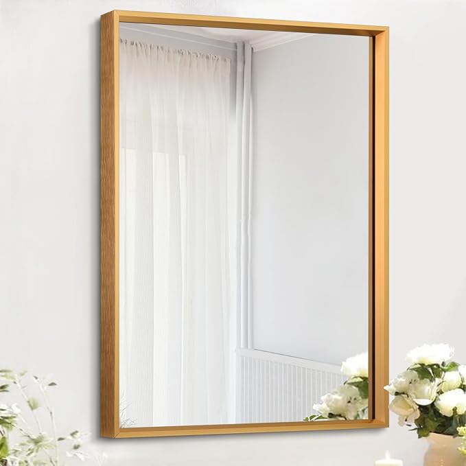 AAZZKANG Rectangle Decorative Wall Mirror Large 26"x18" with Metal Framed Bedroom Living Room Bathroom Mirror Vanity Mirrors