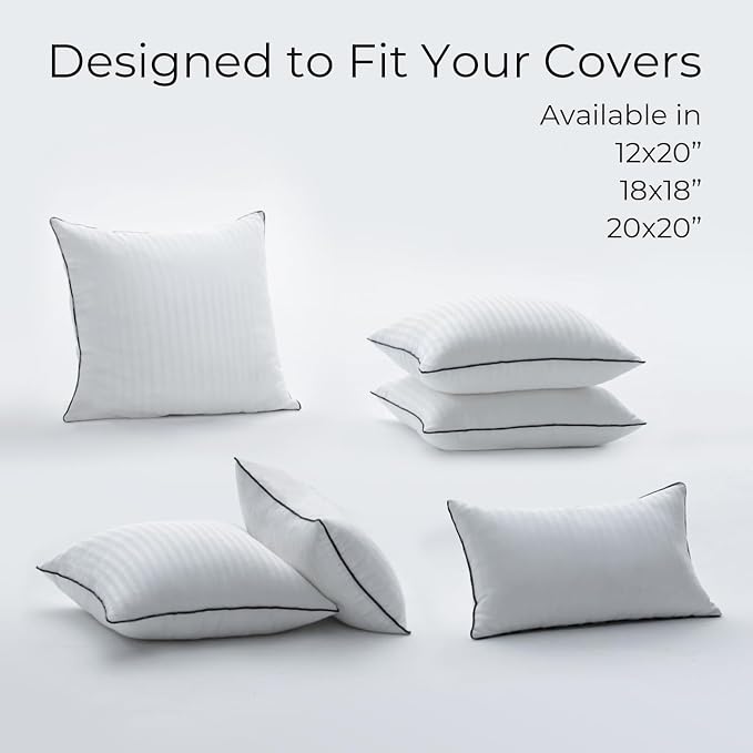 Phantoscope Synthetic Down Pillow Insert - 18x18 Down Alternative, Ultra Soft Large Square Throw Pillow with 100% Cotton for Couch Sham, Bed Sleeping (White, Set of 1) Made in USA