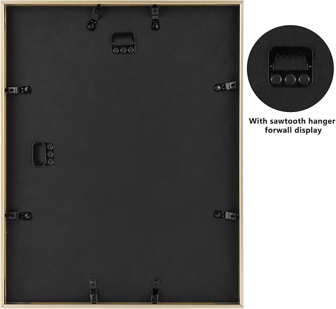 Frametory 11x14 Gold Aluminum Metal Picture Frame Mat for 8x10 Glass