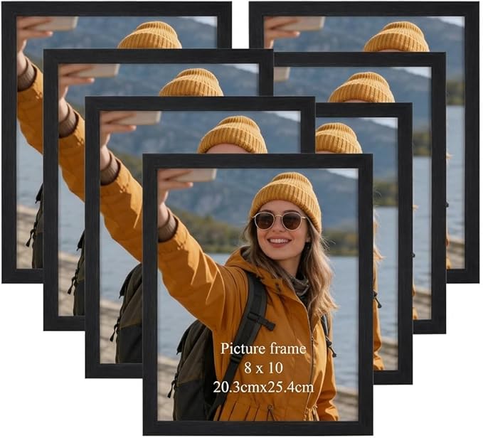 Giftgarden 8x10 Picture Frame Set of 7, Multi Photo Frames for Wall Decor or Tabletop Display, Black