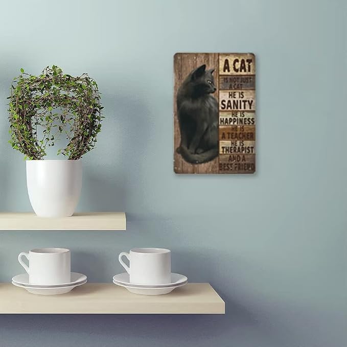 A Cat Is Not Just A Cat - 8"x12" Cute Cat Tin sign, Funny Metal Poster Wall Art Decor Sign for Garden/Home Decor/Restroom/Bedroom/Cafe Wall Decor Tin sign, cat lover poster, cat poster