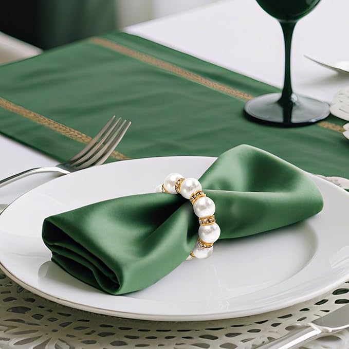 200 Pcs Pearl Napkin Rings, Exquisite Gold Napkin Rings Bulk, Suitable for Table Decorations for Weddings, Family Parties, Engagements, Christmas, and Other Occasions