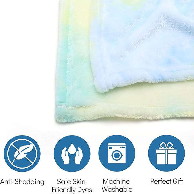 Ailemei Direct Cute Rainbow Tie Dye Blanket for Girls & Adults, Twin/Full Size Soft Warm Plush Blanket, Pastel Mint | Soft Cute Funny Decorative Flannel Throw Blankets, Fuzzy Fleece Bed Blankets for Teen Girl Adults Kid's Gift