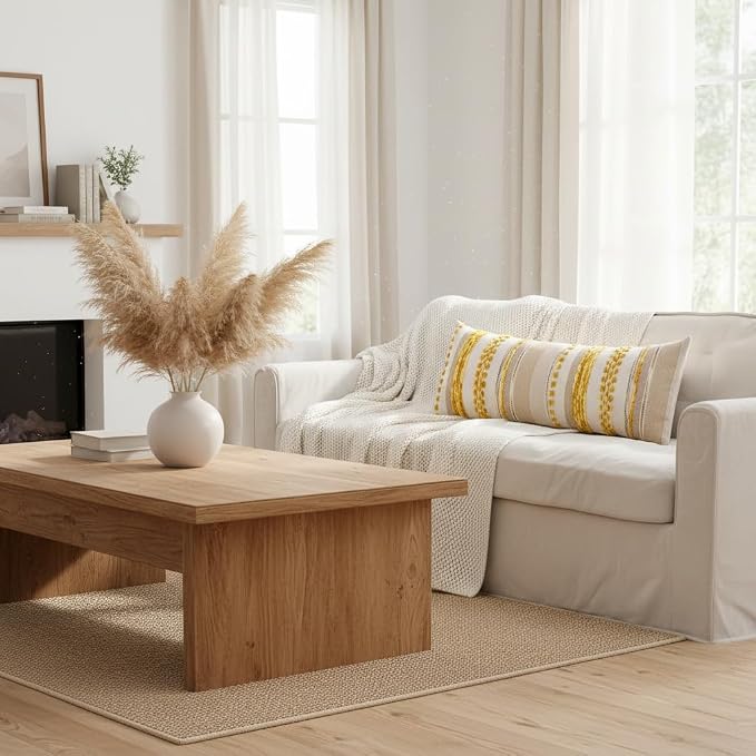 Body Throw Pillow Cover 14x36 Long Boho Decor Yellow