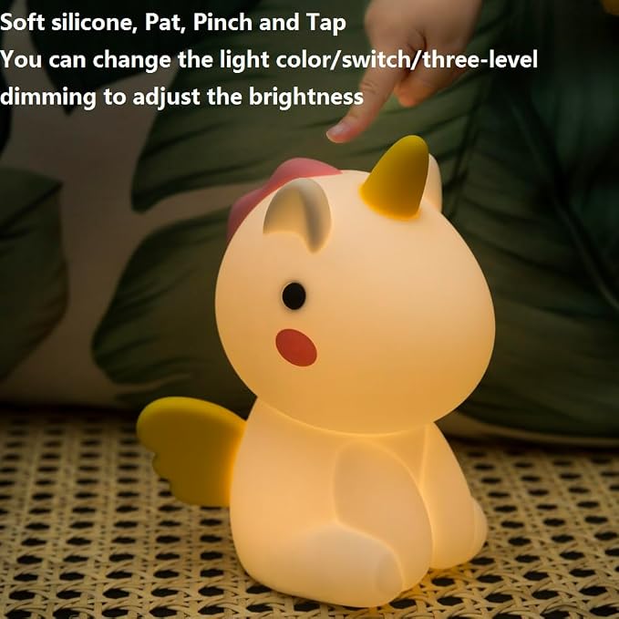 Unicorn Night Light,Rechargeable Table Lamp Bedside Lamp with 7 Colors
