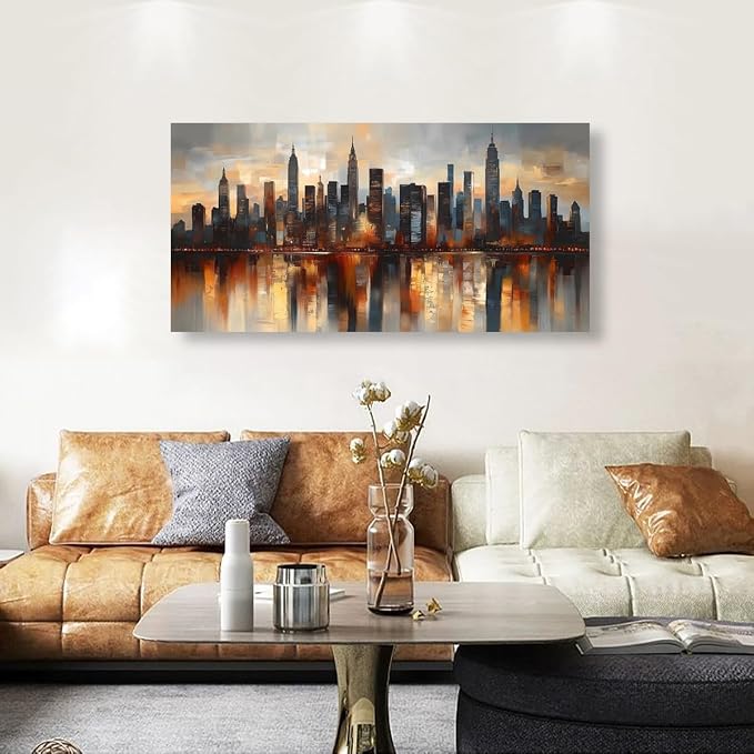 Abstraction Pictures Canvas Wall Art for Living room Office Bedroom Wall Decor,City night Scene Wall Art Print Paintings Modern Natural Landscape Artwork Waterproof Ready to Hang-20x40inch