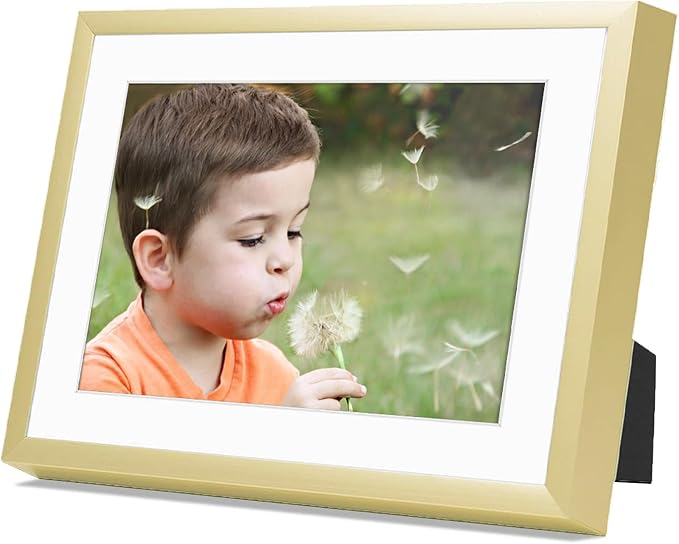 Frametory 2 Pack 5x7 Aluminum Frame with Mat for 4x6 Photo, Gold