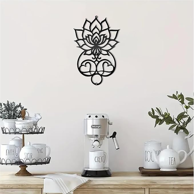 DUOOLN Metal Mandala Wall Art, Lotus Flower Yoga Decor,Sacred Geometry Sign