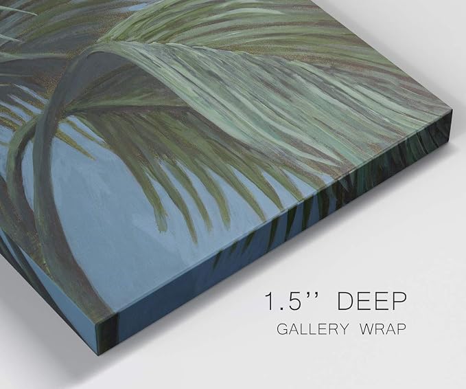 Renditions Gallery Canvas Nature Wall Art Modern Paintings & Prints Decor Green Waving Palms Romantic Glam Botanical Artwork Wall Hanging for Bedroom Office Kitchen - 12"x24" LT43