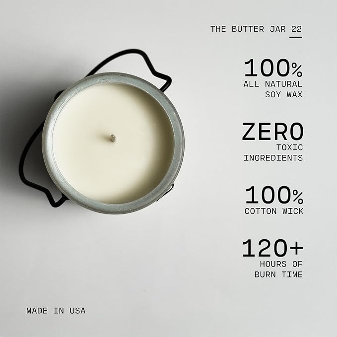 Milkhouse Raspberry Sangria Soy Candle, 22 oz Butter Jar, 120+ Hr Burn